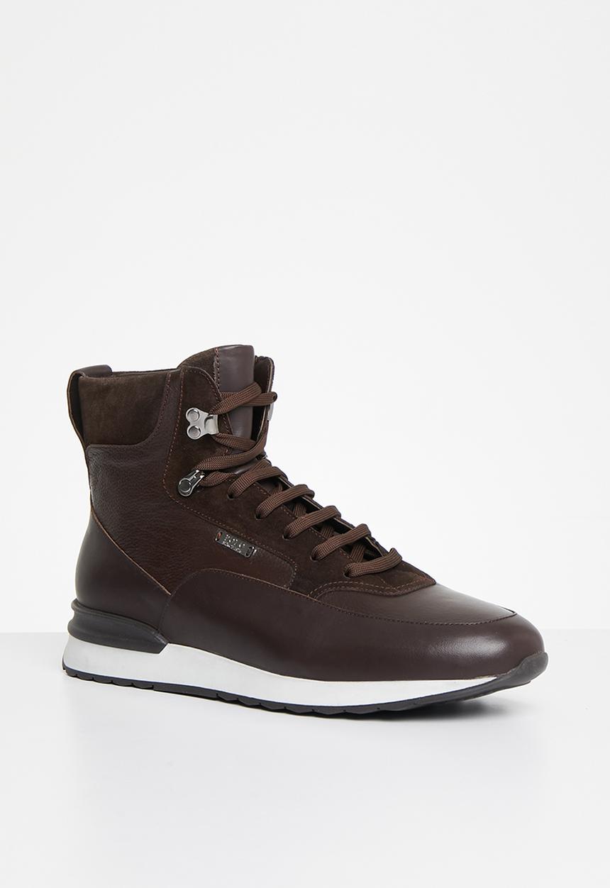 POLO - High top leather sneaker - brown