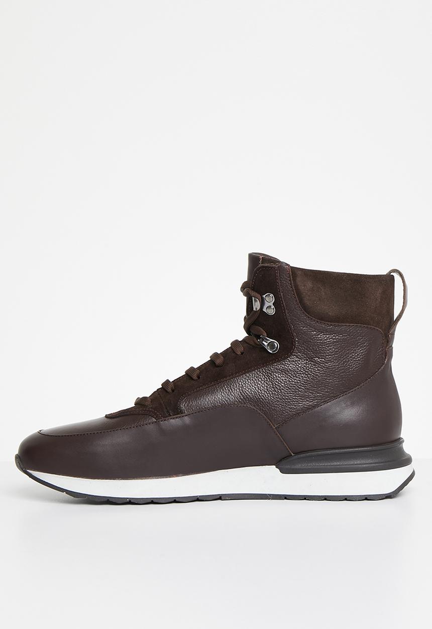 POLO - High top leather sneaker - brown