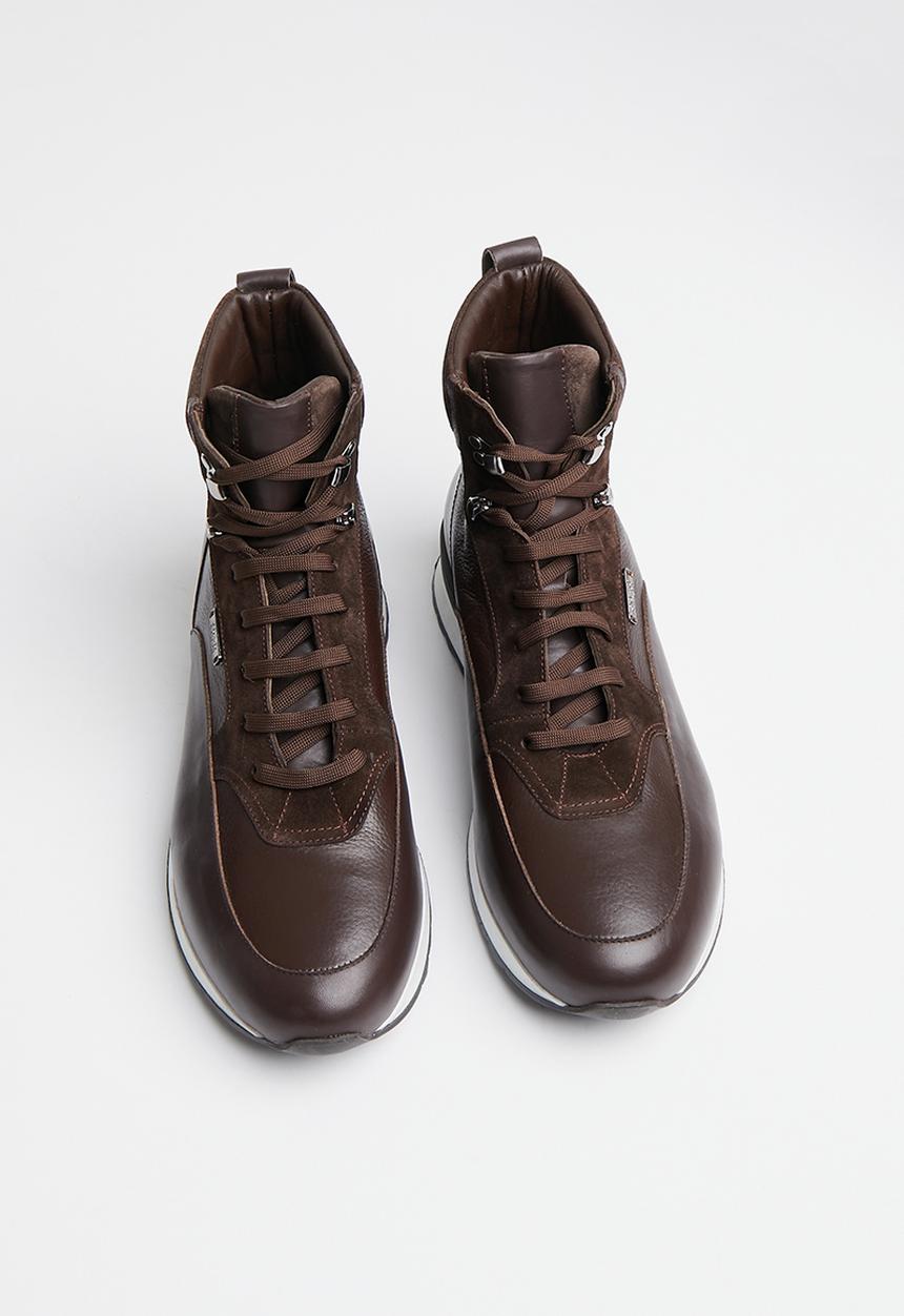 POLO - High top leather sneaker - brown