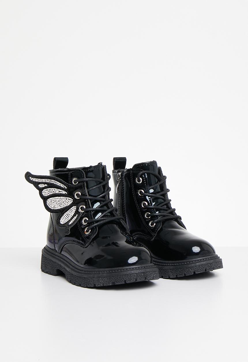 Pop Candy - Kids boot with wings - black