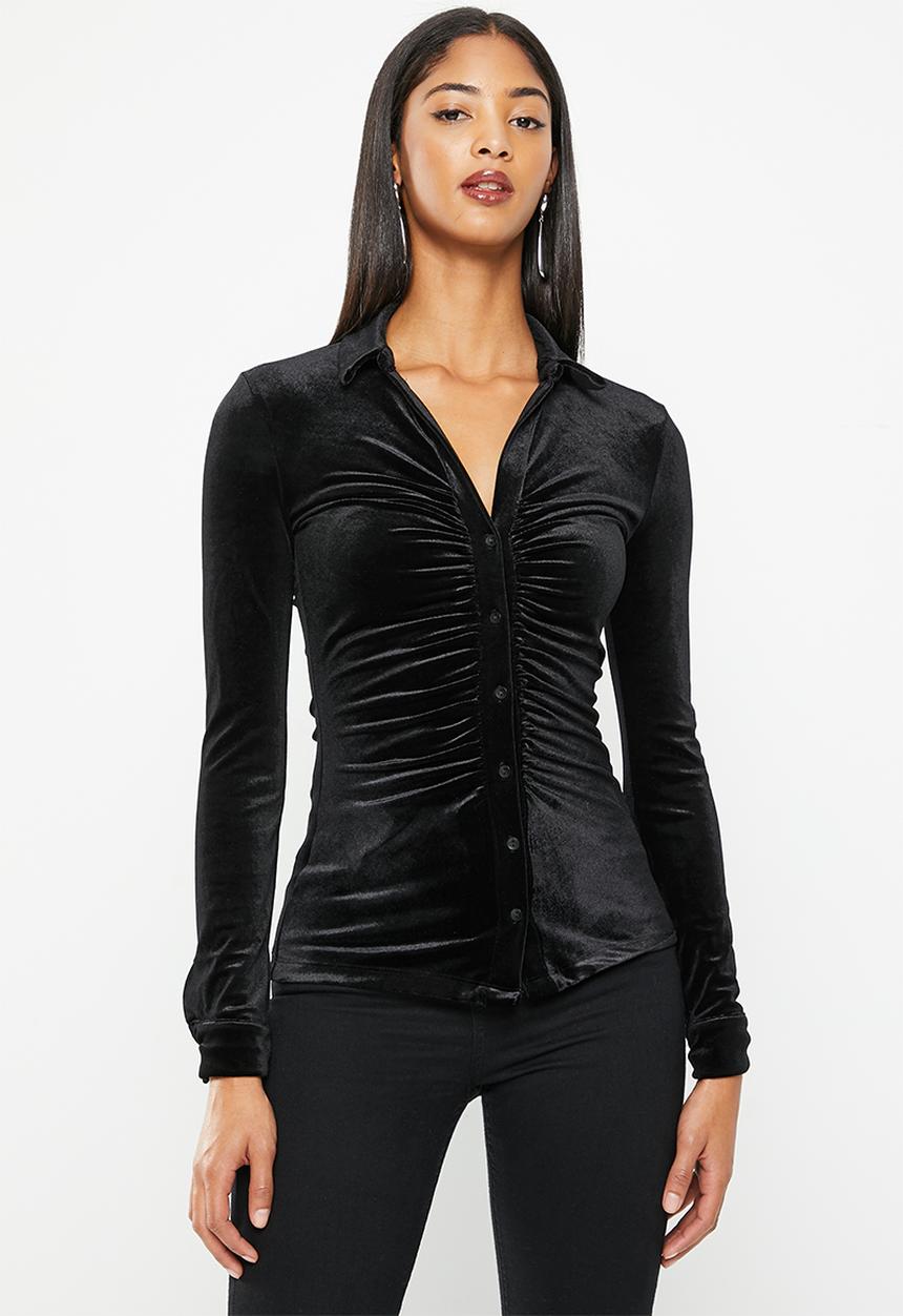 SISSY BOY - Vibing & thriving: long sleeve button up shirt - black