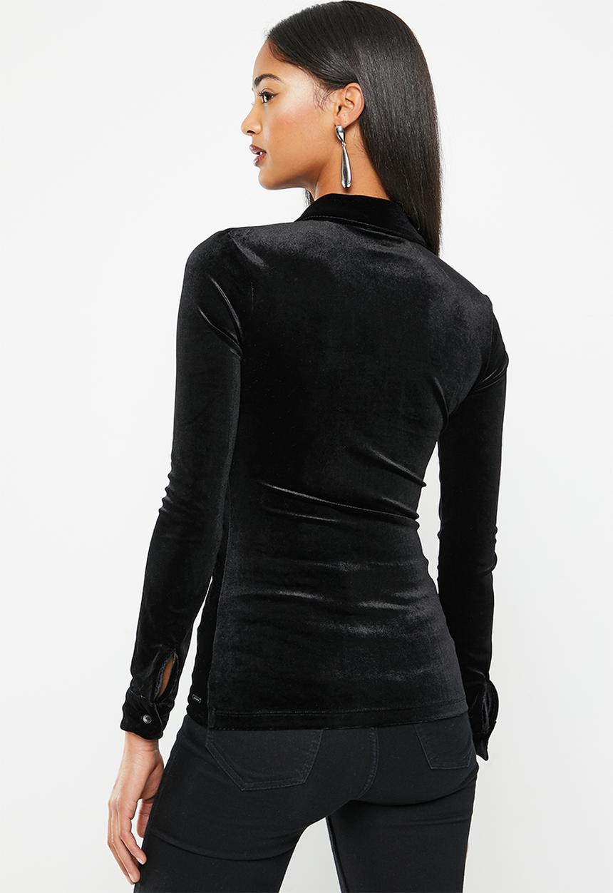 SISSY BOY - Vibing & thriving: long sleeve button up shirt - black