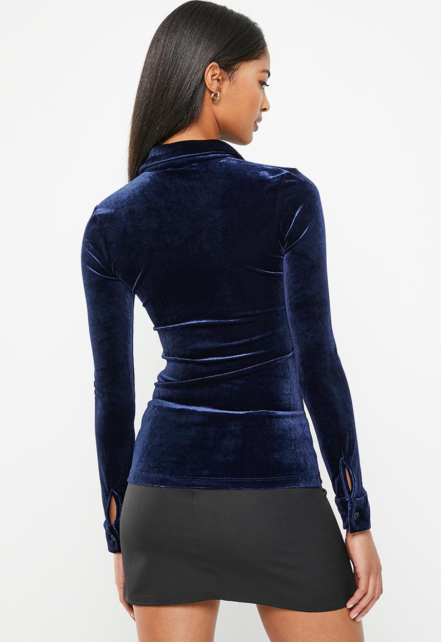 SISSY BOY - Vibing & thriving: long sleeve button up shirt - midnight blue
