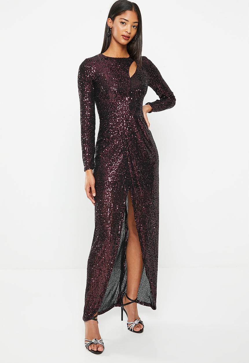 SISSY BOY - Believe in something open back maxi with slit - ultra violet/black