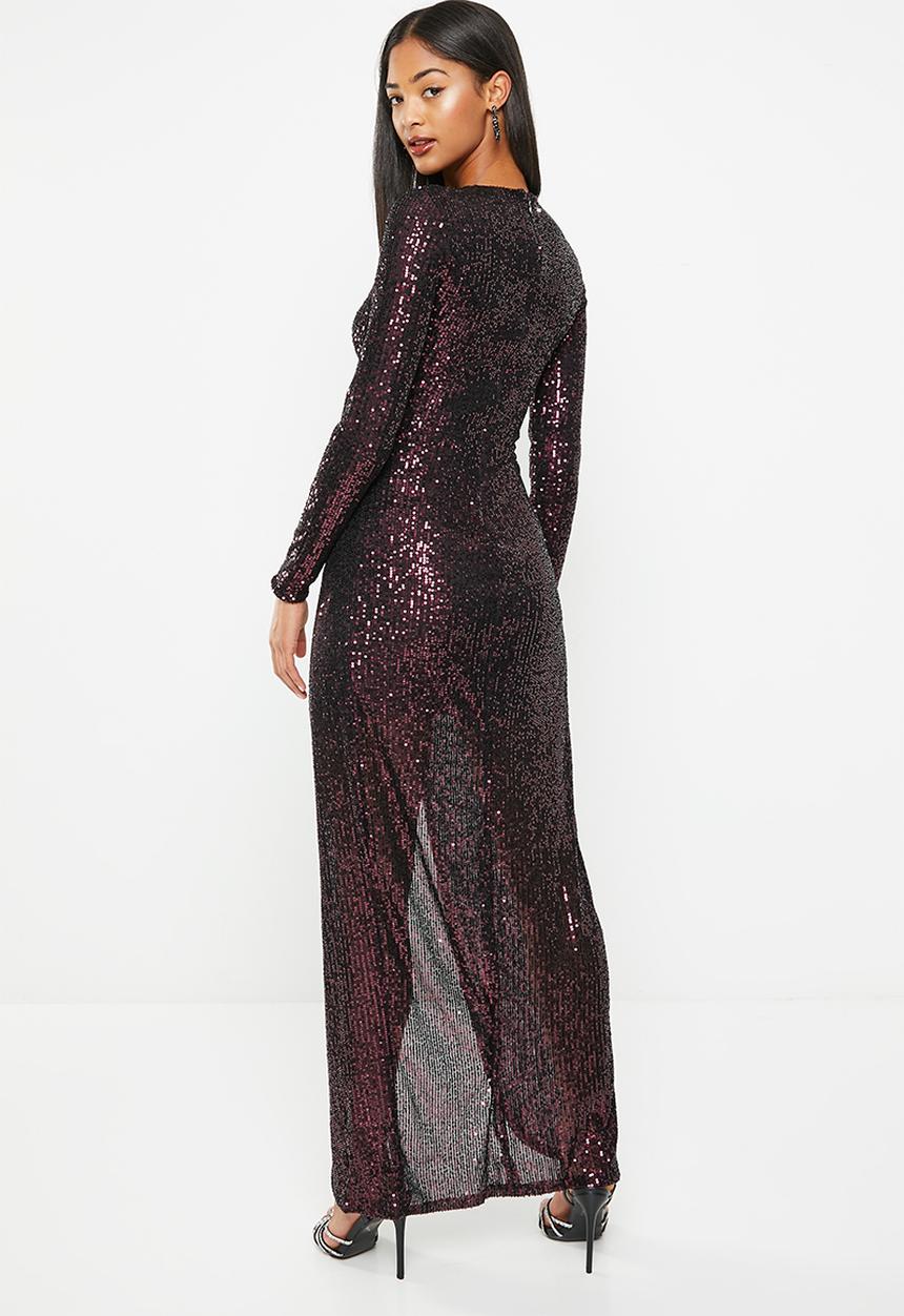 SISSY BOY - Believe in something open back maxi with slit - ultra violet/black