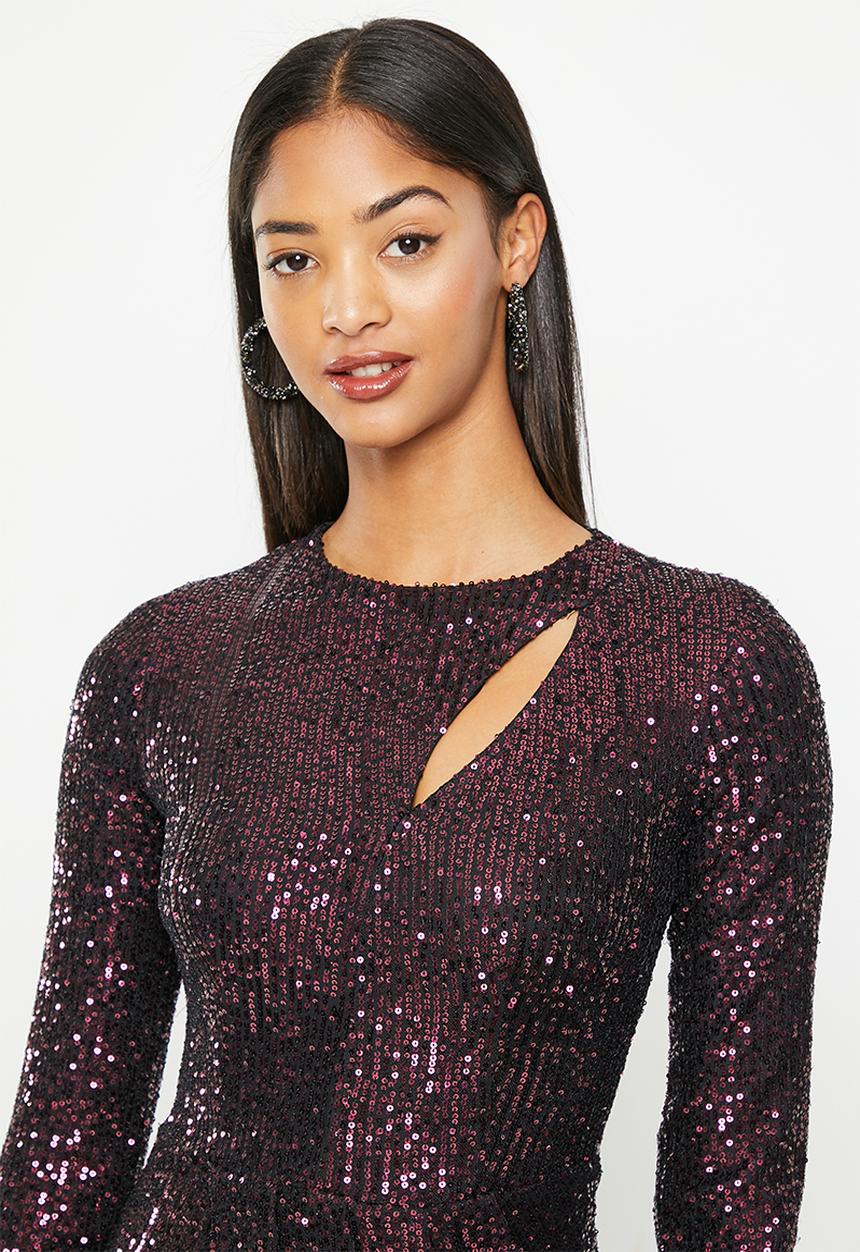 SISSY BOY - Believe in something open back maxi with slit - ultra violet/black