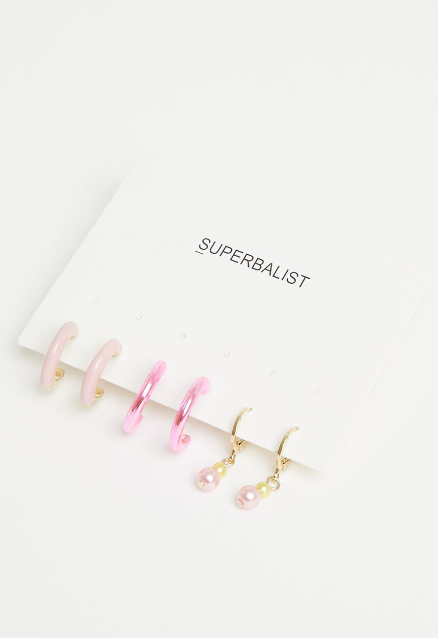 Superbalist - Raquel earring pack - gold & pink 