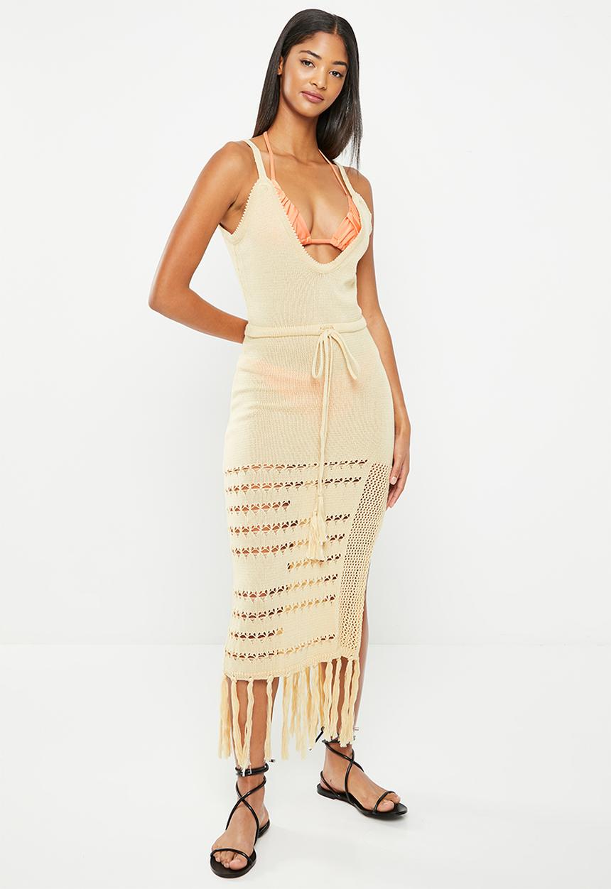 dailyfriday - Crochet maxi dress cover up - tan