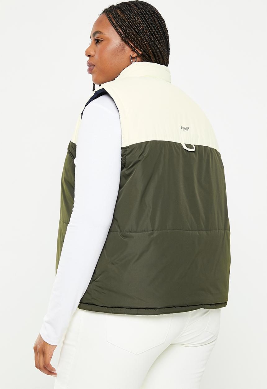 JEEP - Plus sleeveless reversible puffer - olive