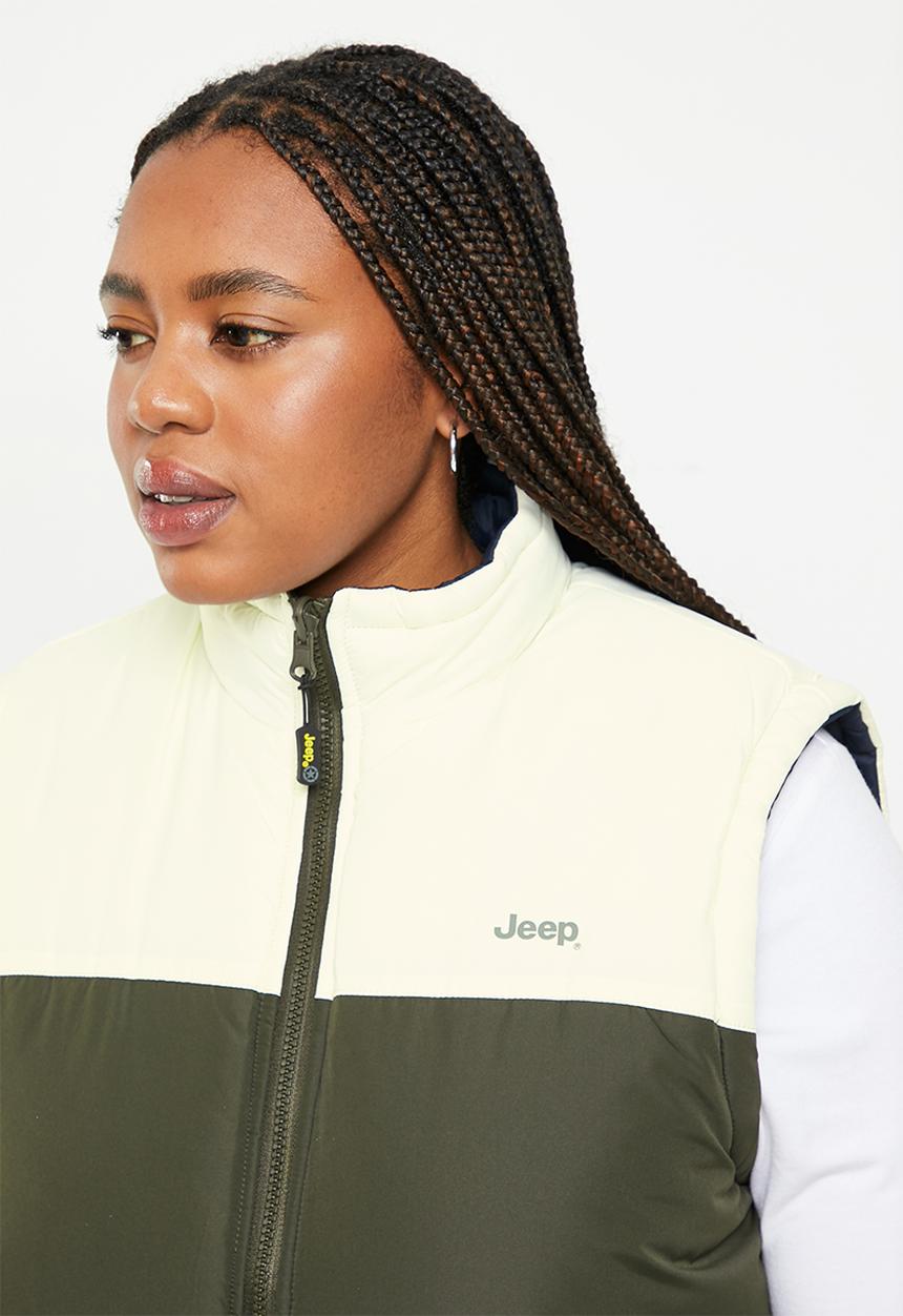 JEEP - Plus sleeveless reversible puffer - olive
