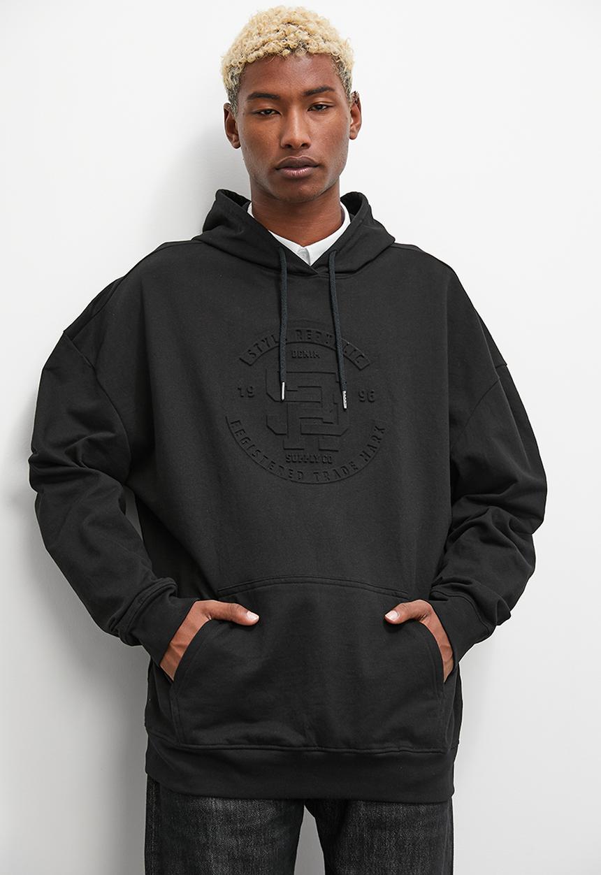 STYLE REPUBLIC - Fashion pullover hoodie sweat top-emboss oversize - black