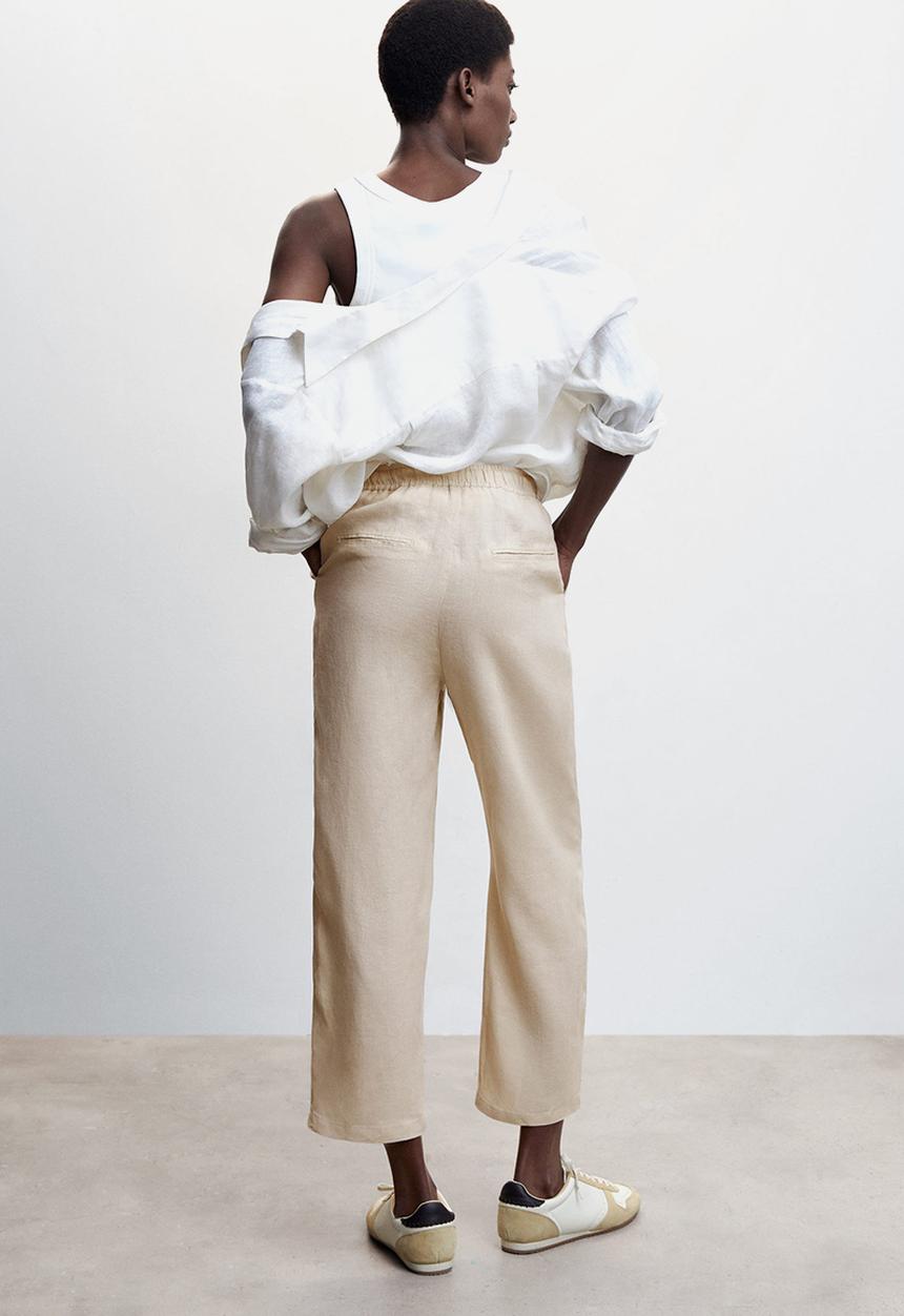 MANGO - Trousers linen - light beige