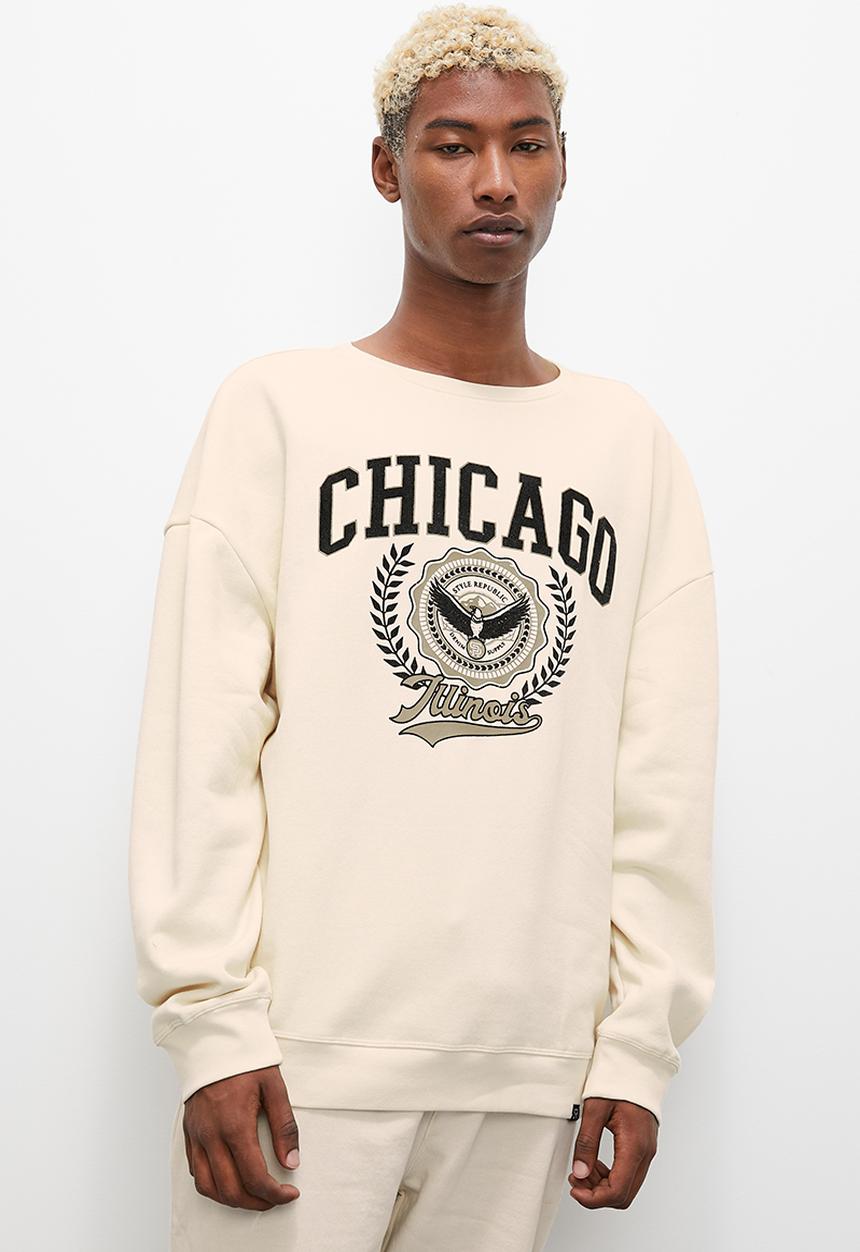 STYLE REPUBLIC - Flocked crew sweat top - ecru
