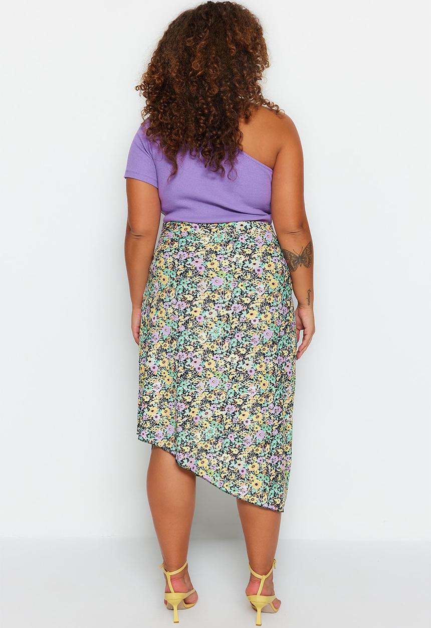 Trendyol - Plus wrap side tie skirt - multi