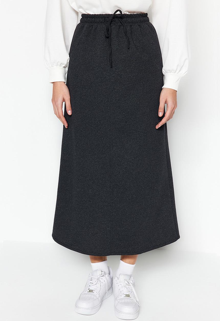 Trendyol - Modest drawstring skirt - black