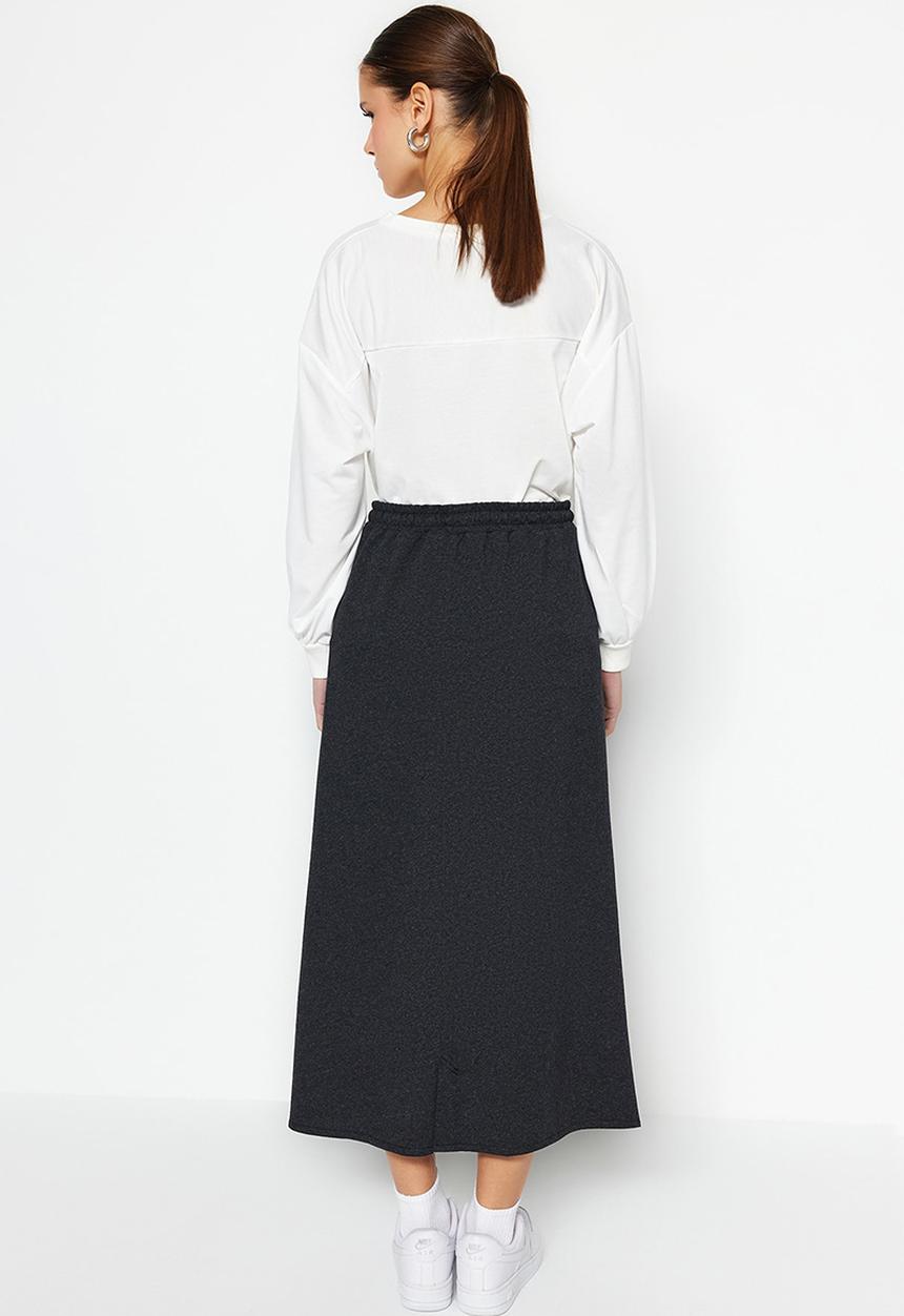 Trendyol - Modest drawstring skirt - black