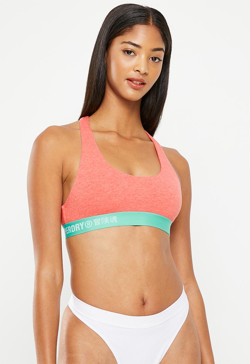 Superdry. - Offset logo crop bralette - coral 
