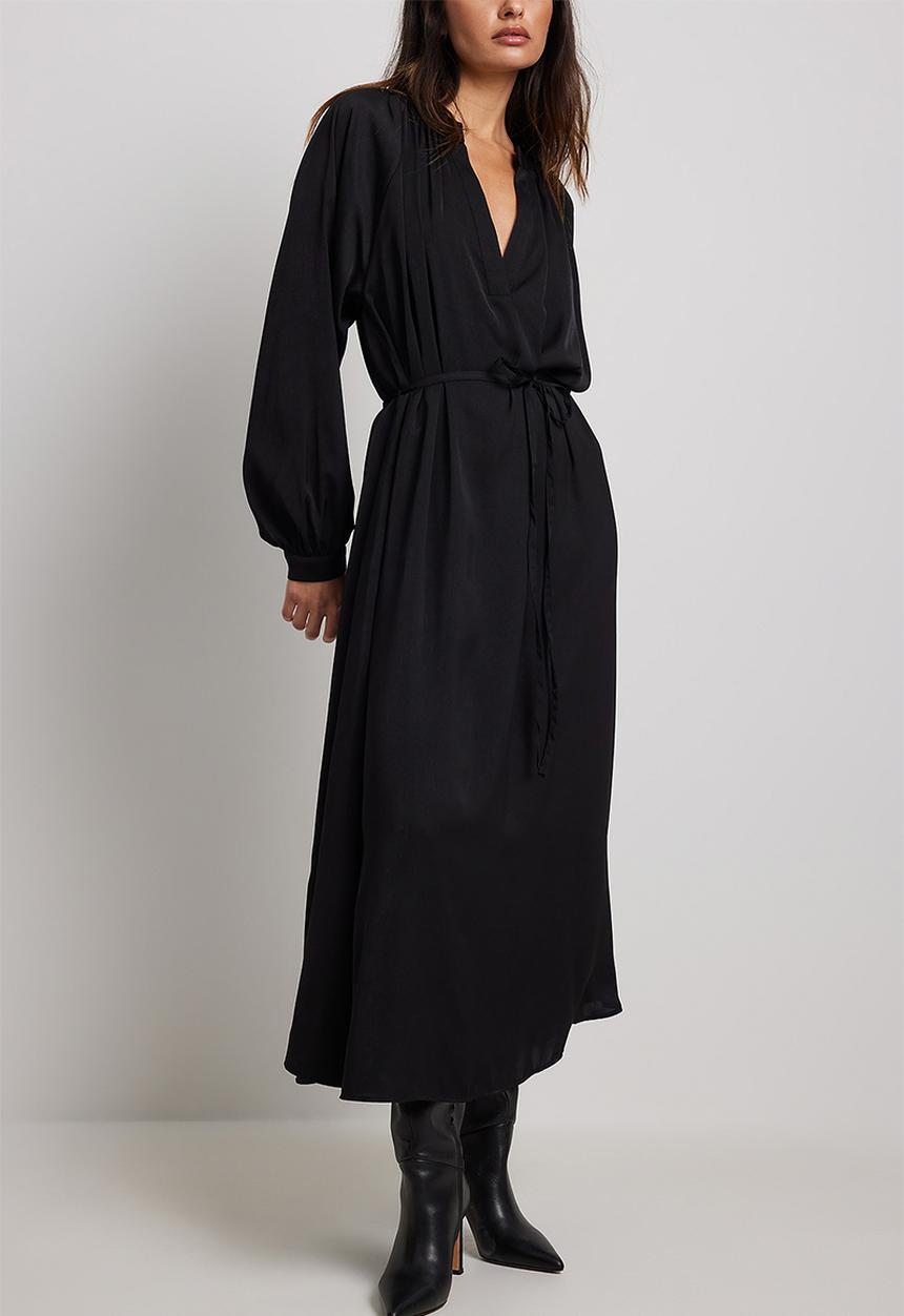 NA-KD - Belt detail midi dress - black