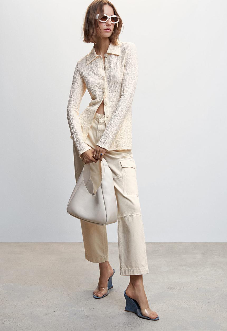 MANGO - Shirt crunchy - light beige