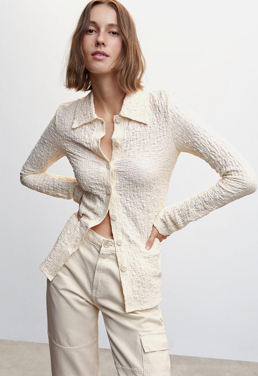 MANGO - Shirt crunchy - light beige