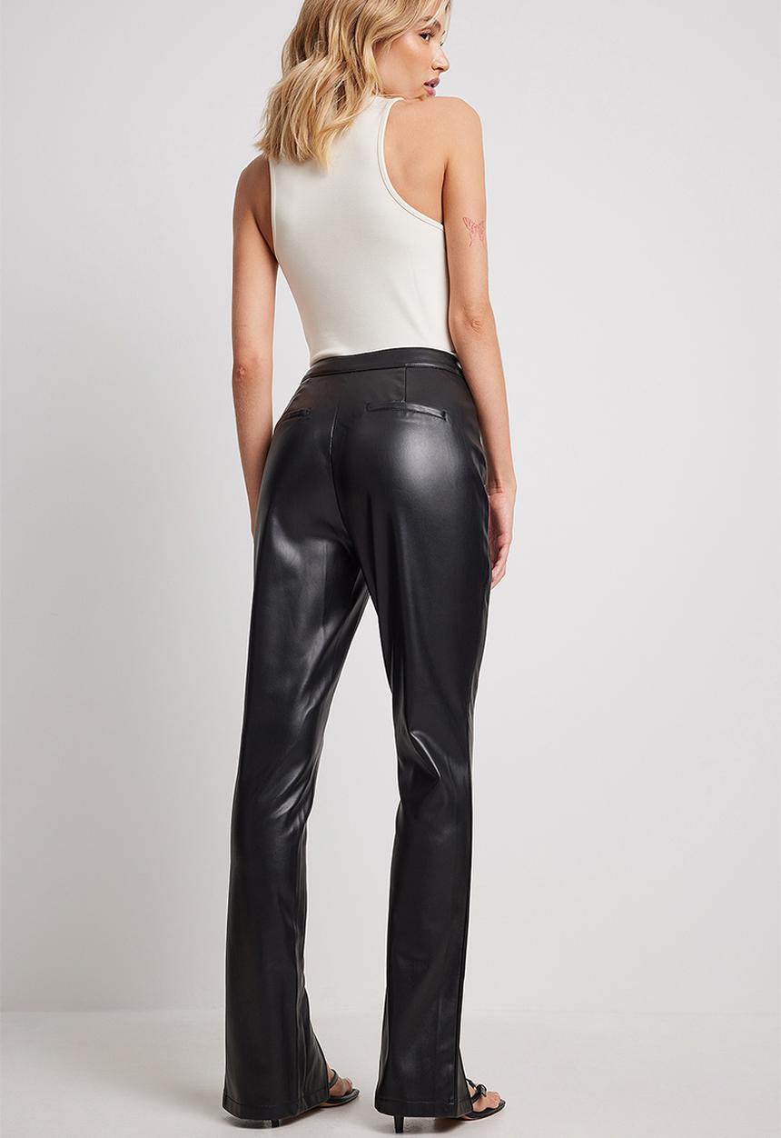 NA-KD - Front slit pu pants - black