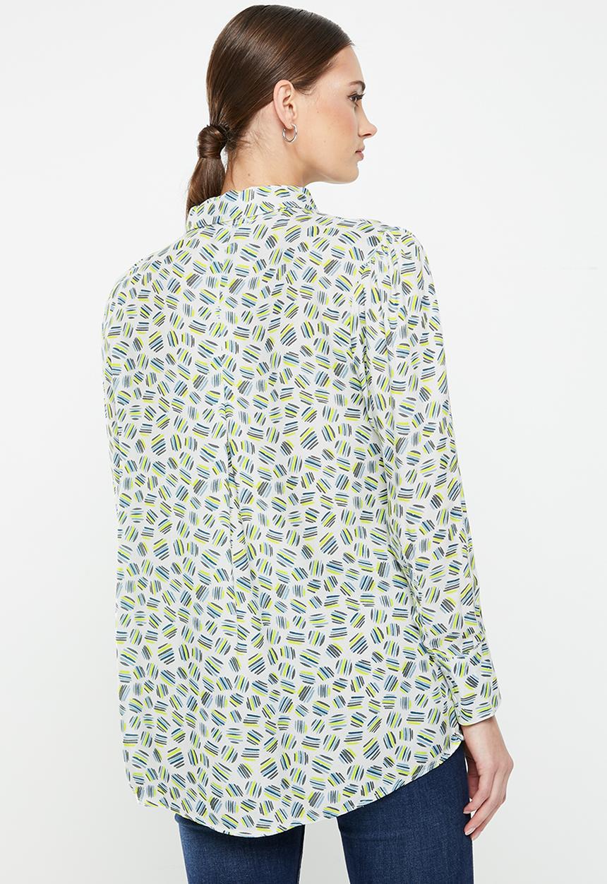 POLO - Wmn print long sleeve blouse - multi