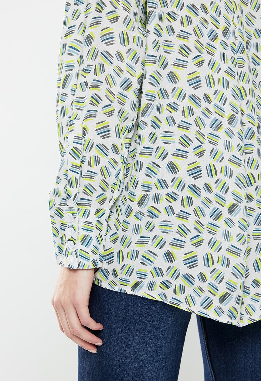 POLO - Wmn print long sleeve blouse - multi