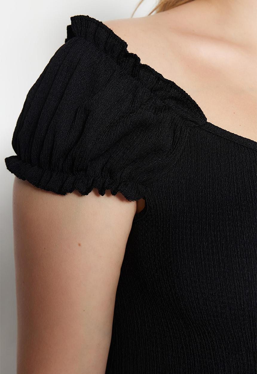 Trendyol - Plus off shoulder dress - black