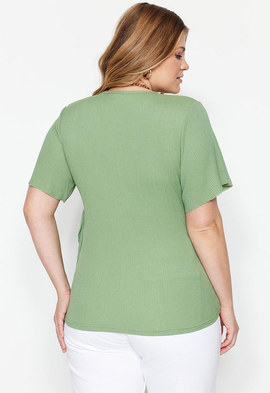 Trendyol - Plus wrap top - dark mint