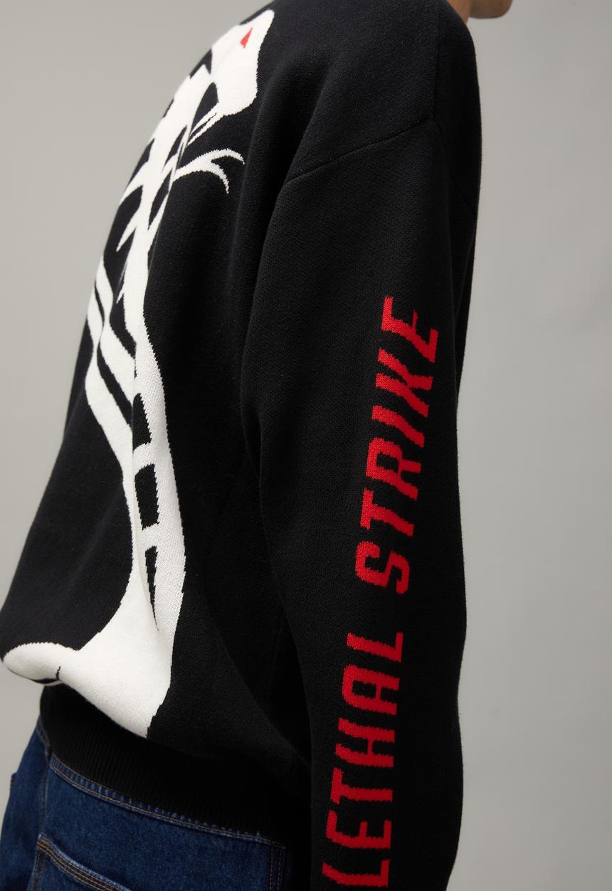 Cotton On - Oversize crew knit - black/snake