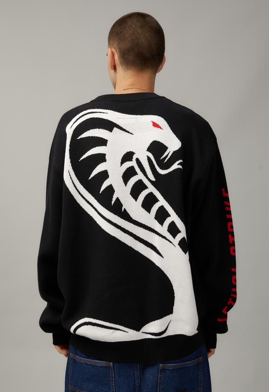Cotton On - Oversize crew knit - black/snake