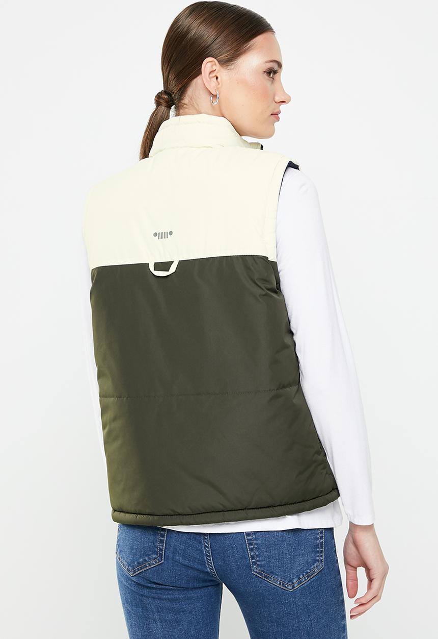 JEEP - Sleeveless reversible puffer - olive