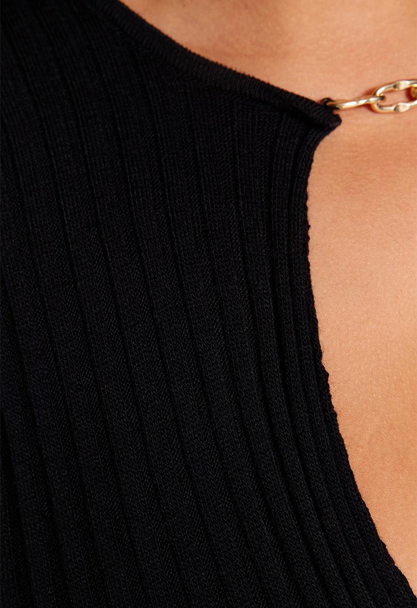 Trendyol - Plus deep v-neck knit top - black