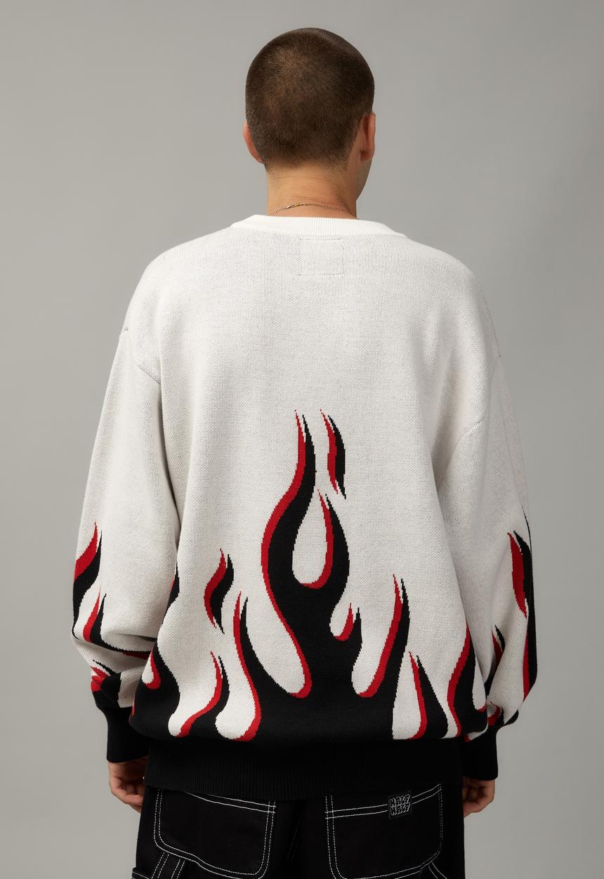 Cotton On - Oversize crew knit - ivory/flames