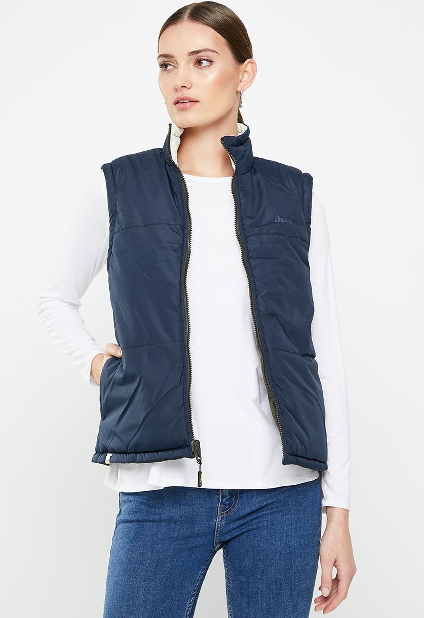 JEEP - Sleeveless reversible puffer - olive