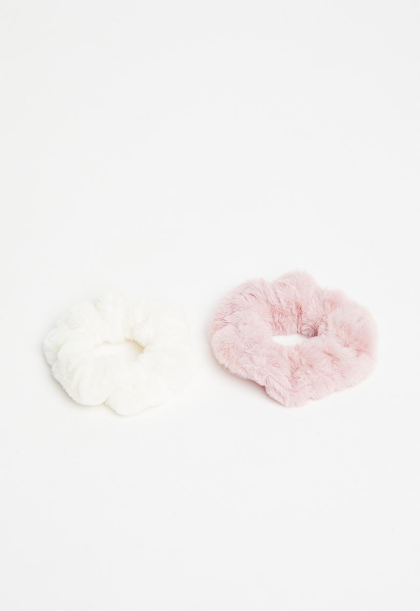 Pop Candy - 2 Pack faux fur scrunchies - milk & pink