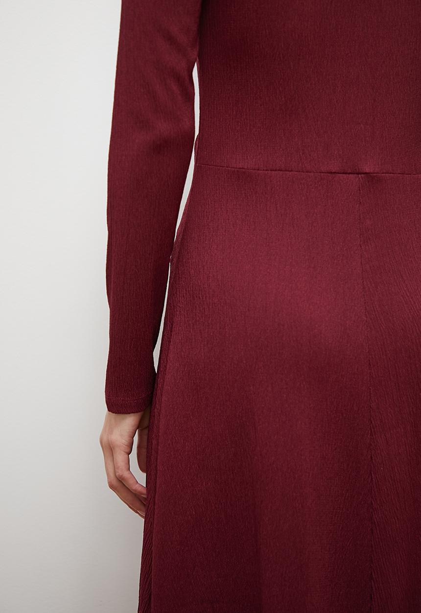 edit - Front ruched fluted midi dress - berry