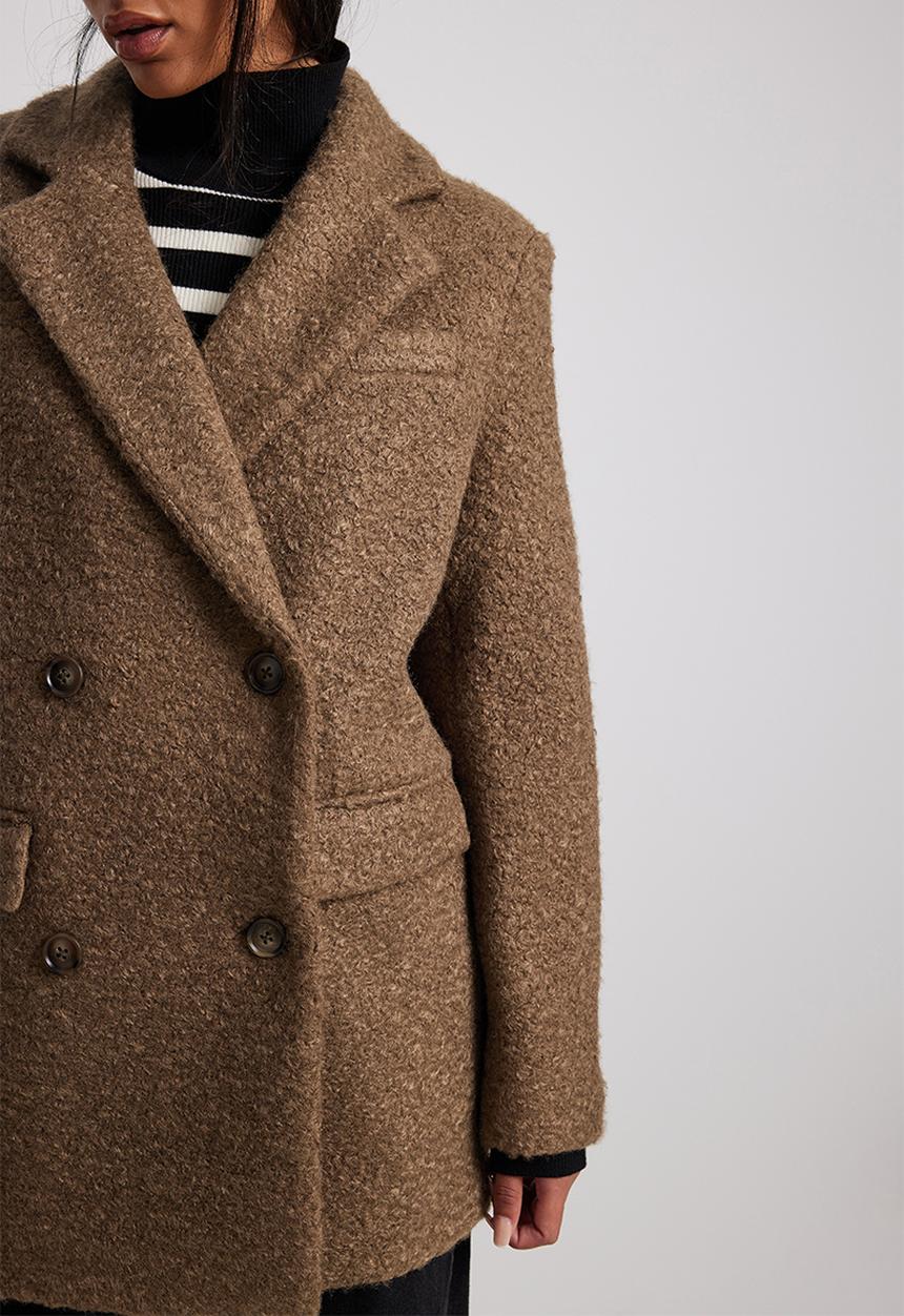 NA-KD - Oversized blazer coat - brown