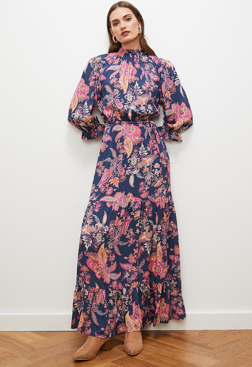 edit - Balloon sleeve soft boho dress - paisley