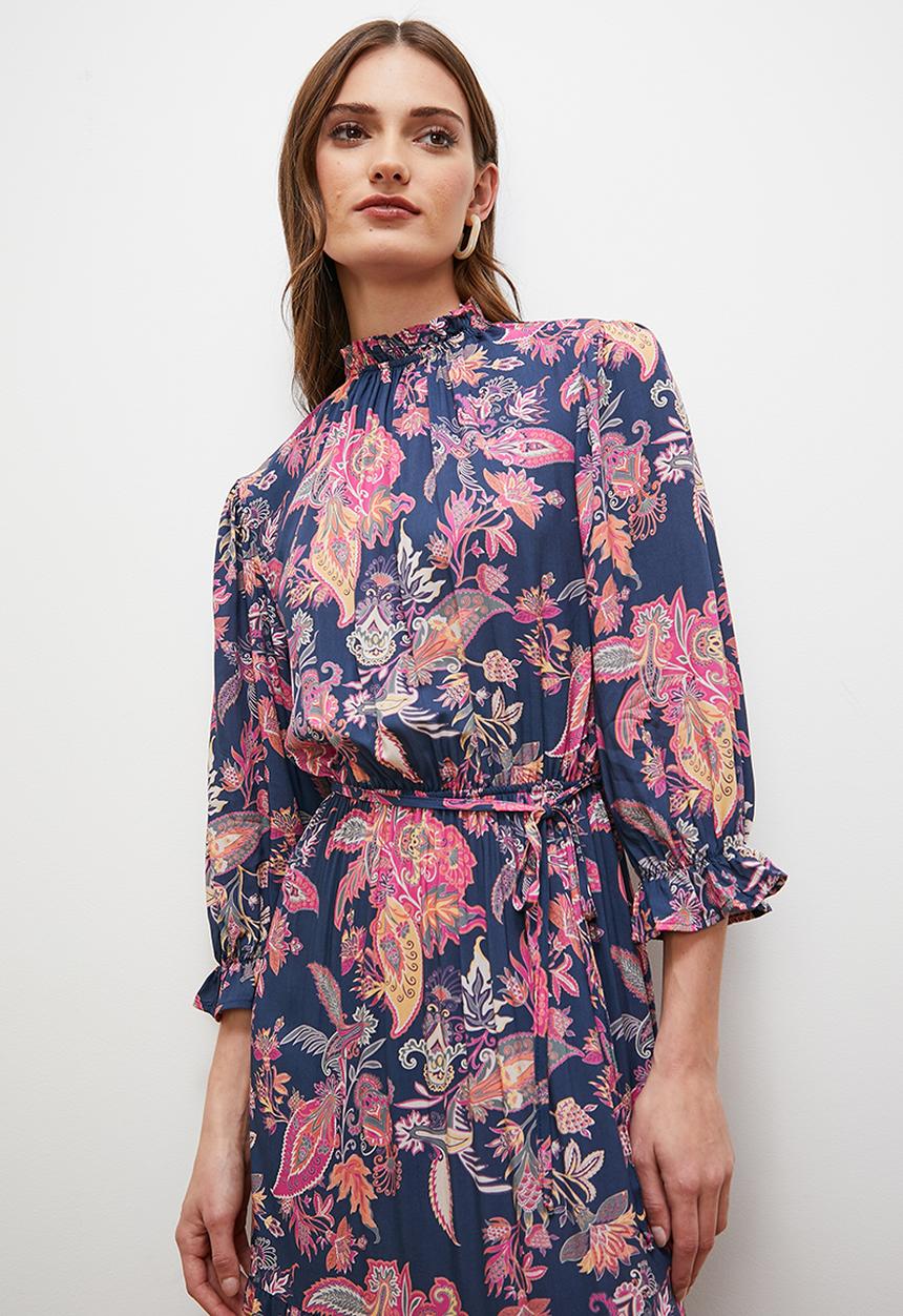 edit - Balloon sleeve soft boho dress - paisley