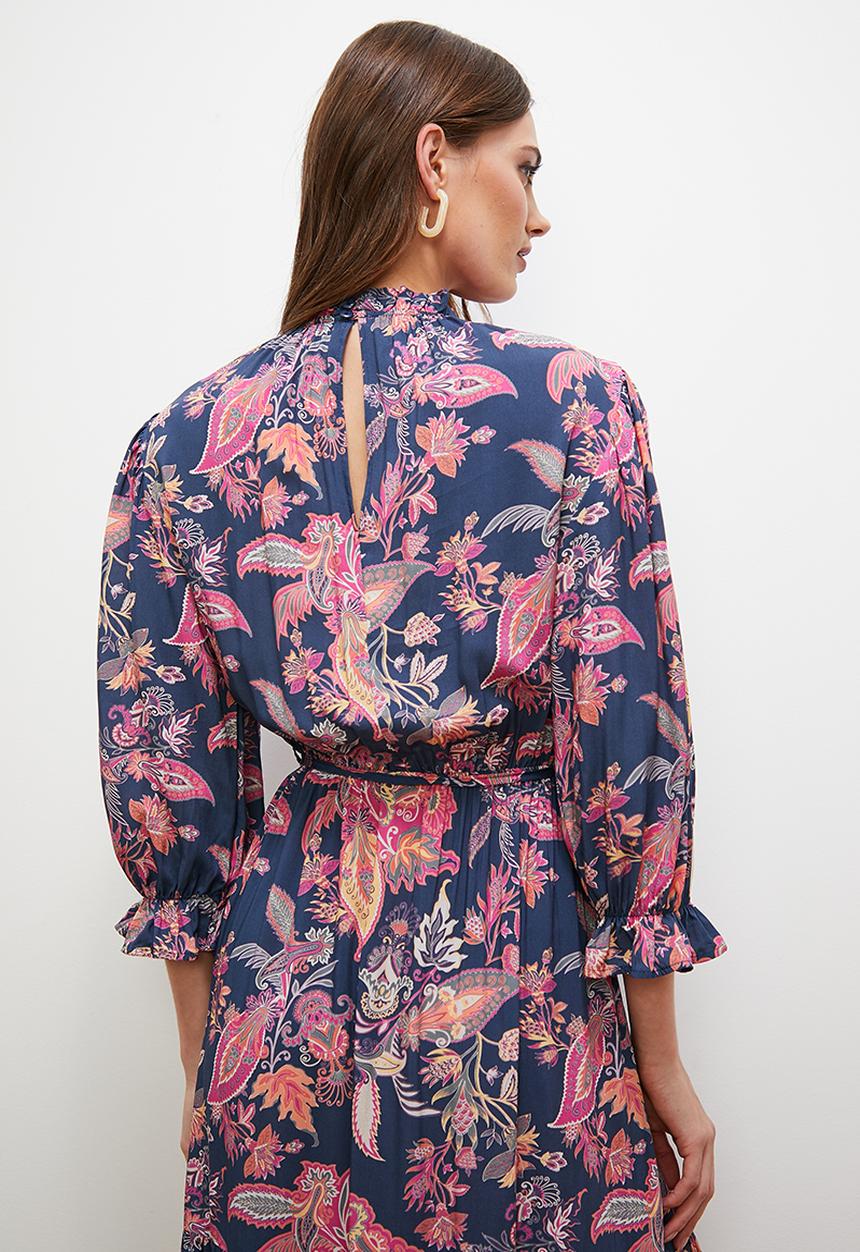 edit - Balloon sleeve soft boho dress - paisley