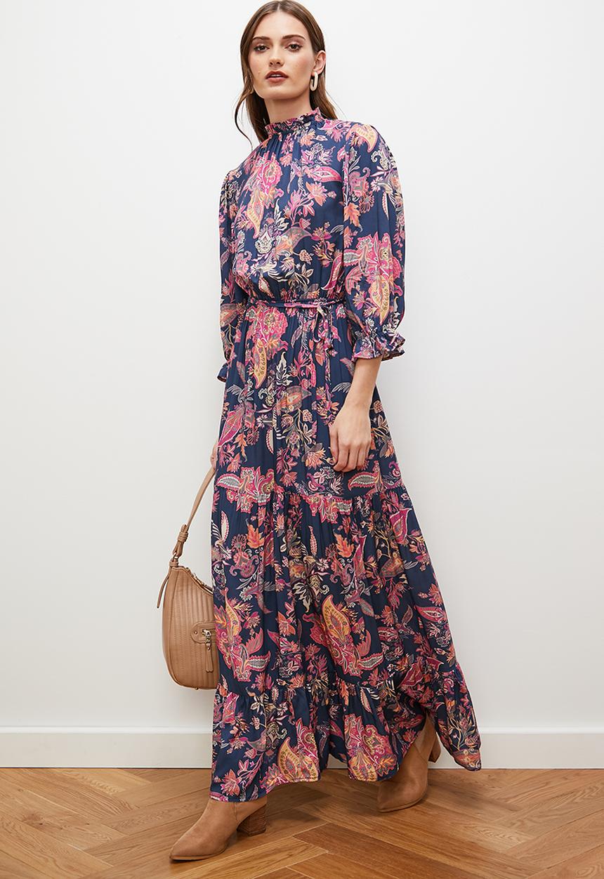 edit - Balloon sleeve soft boho dress - paisley