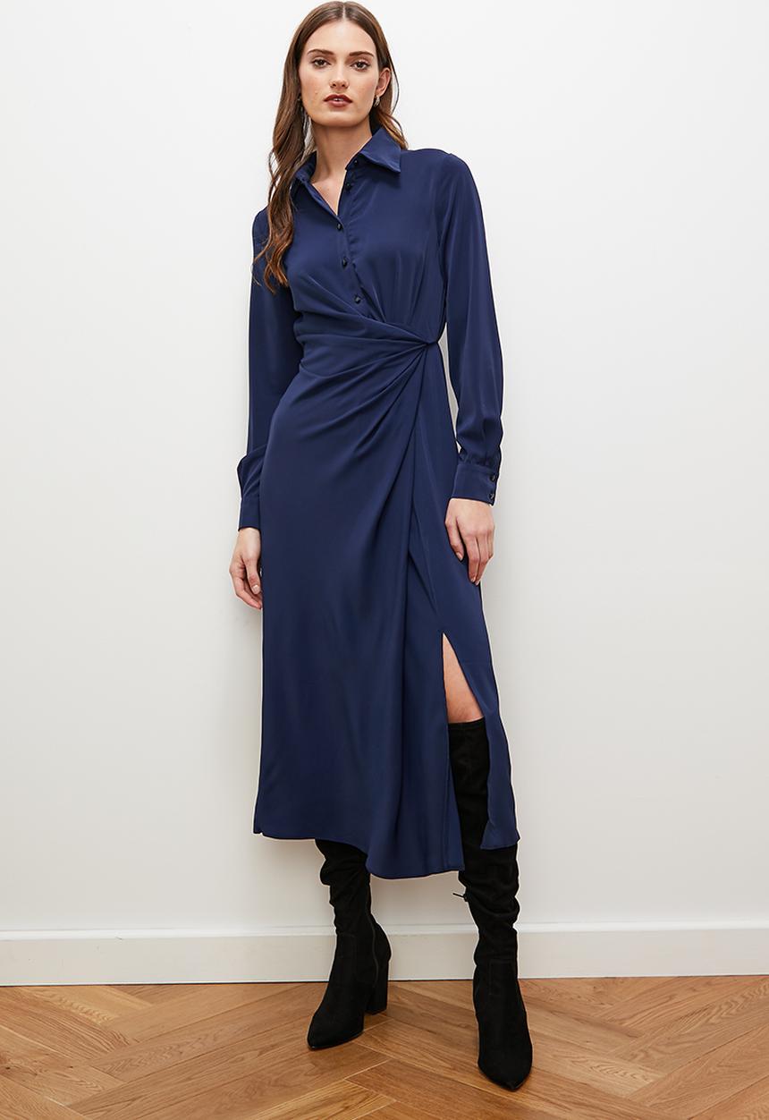 edit - Wrap over shirt dress - navy