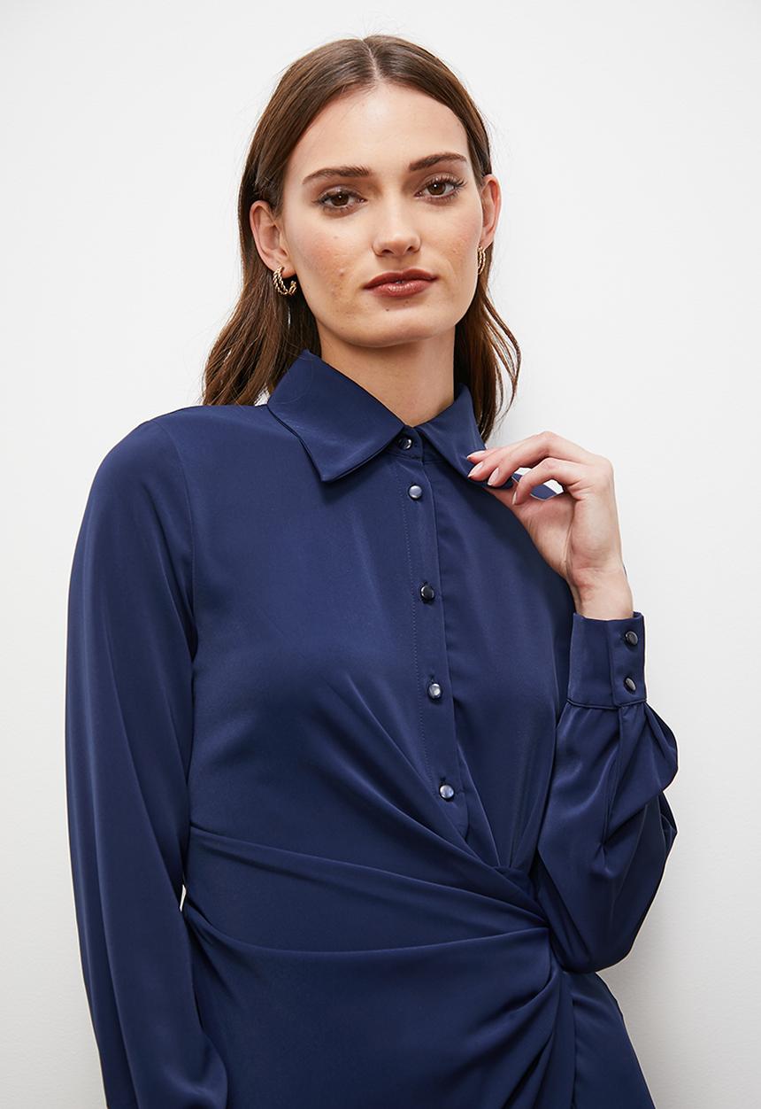 edit - Wrap over shirt dress - navy