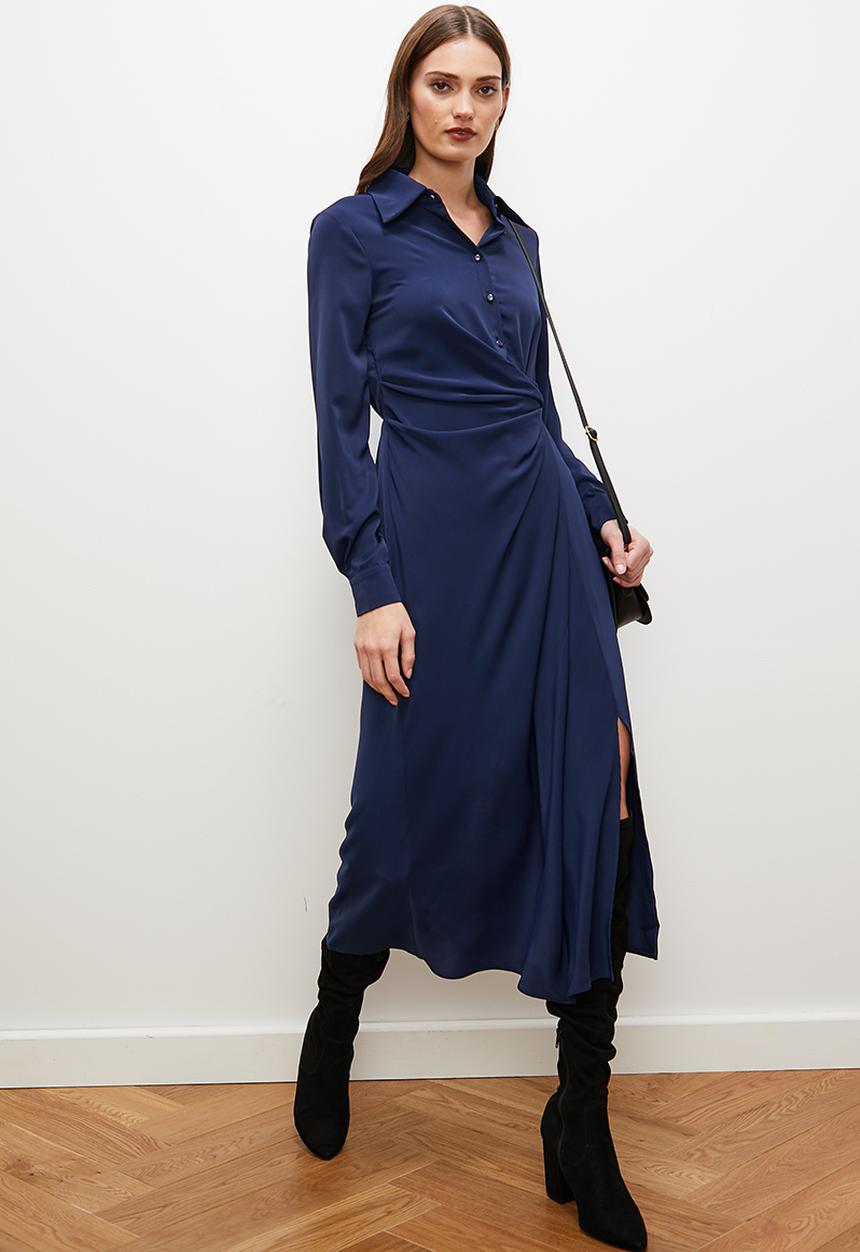 edit - Wrap over shirt dress - navy