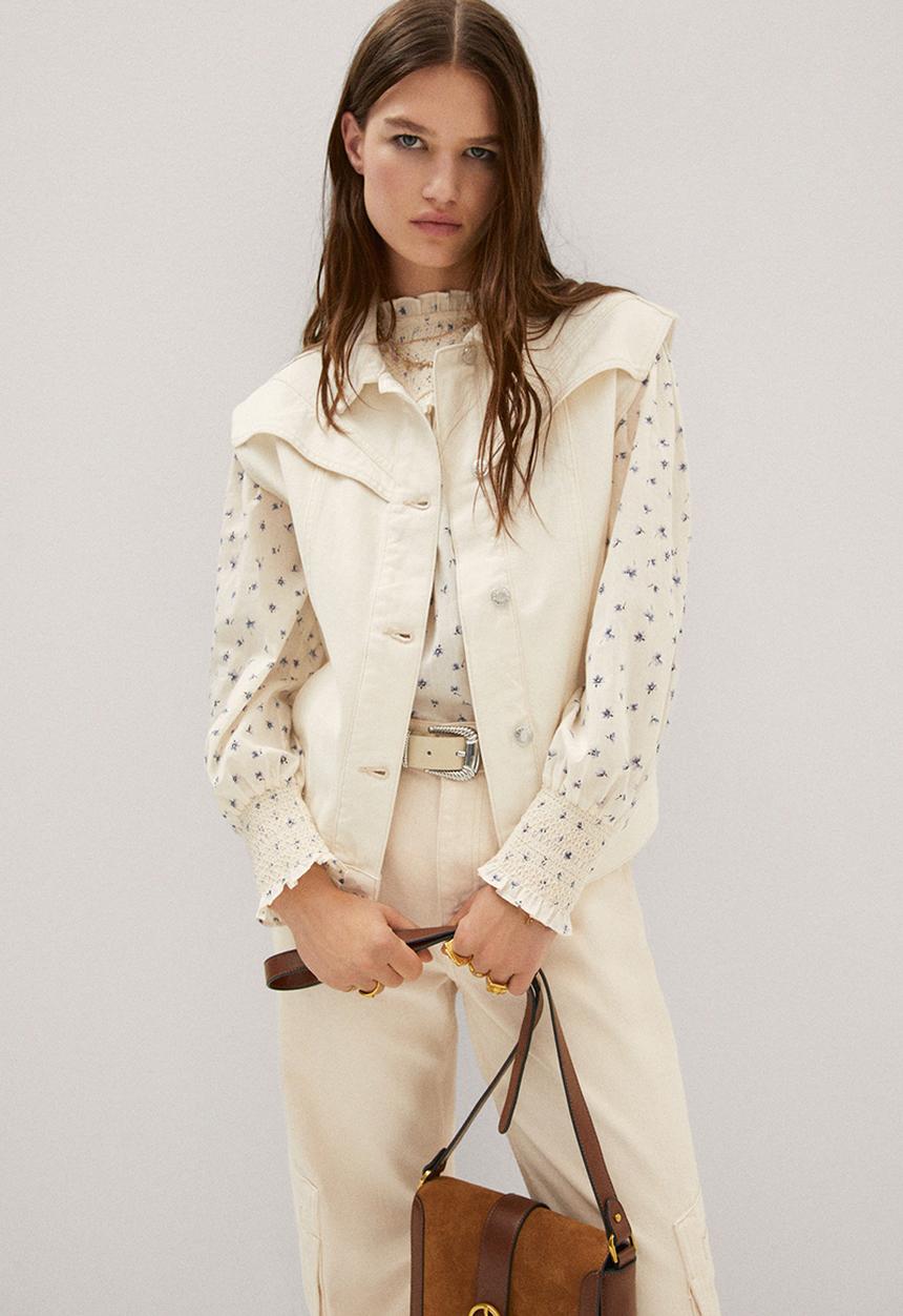 MANGO - Waistcoat alaia - light pastel beige