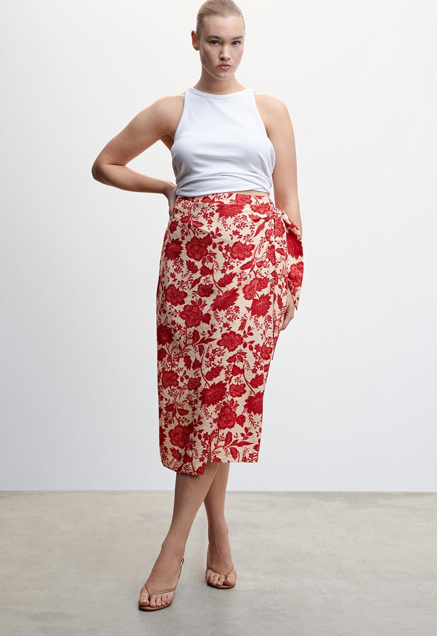 MANGO - Plus skirt pareo - light beige