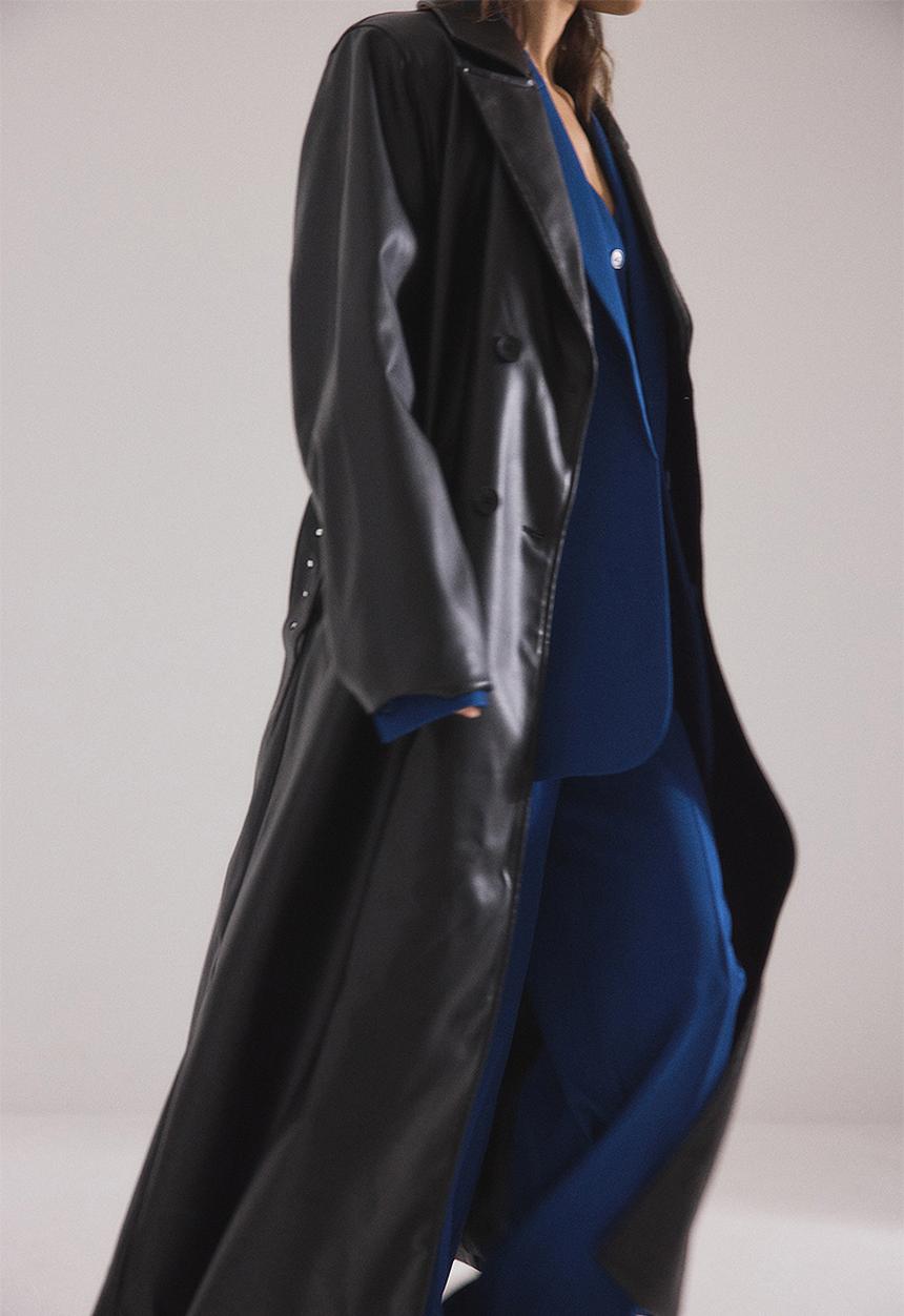 NA-KD - Shoulder padded pu coat - black
