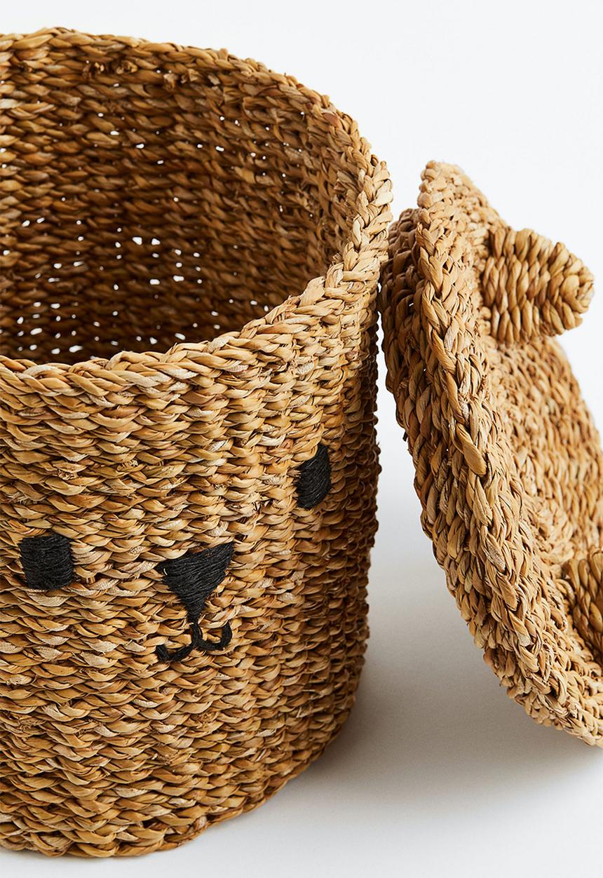 H&M - Storage basket with a lid - beige/seagrass 