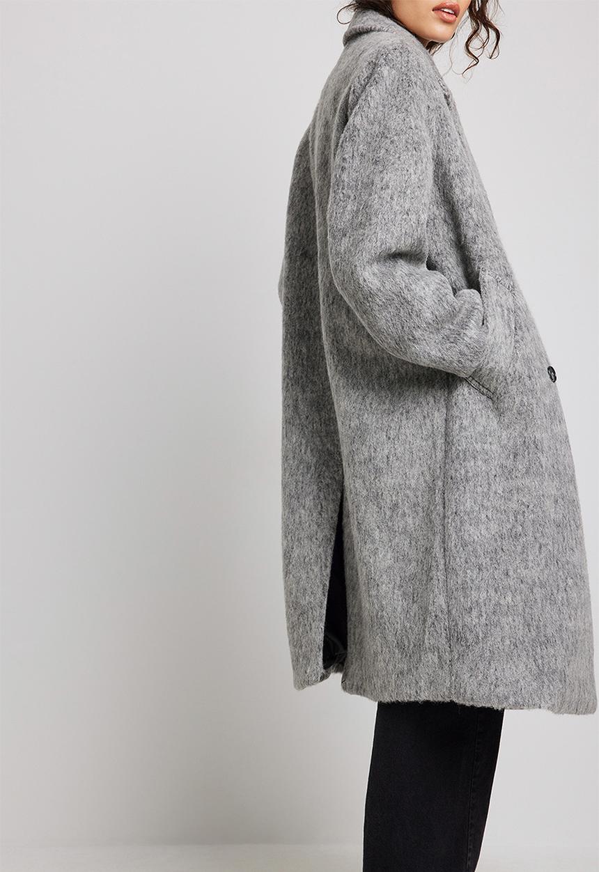 NA-KD - Wool blend double breasted coat - light grey